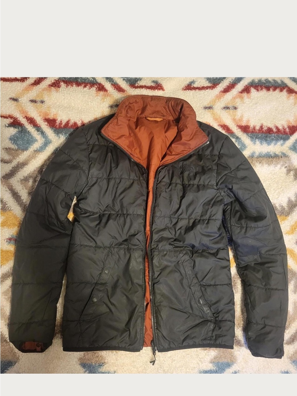 North Face Reversible Black & Rust Puffer Jacket